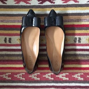 J.crew black patent leather bow tie flats.